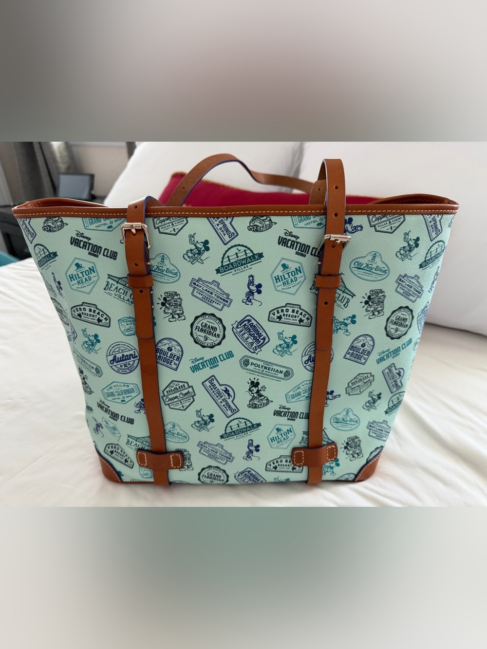 Dooney & Bourke Mint and Tan Disney Vacation Club Tote Bag - Picture 2 of 5